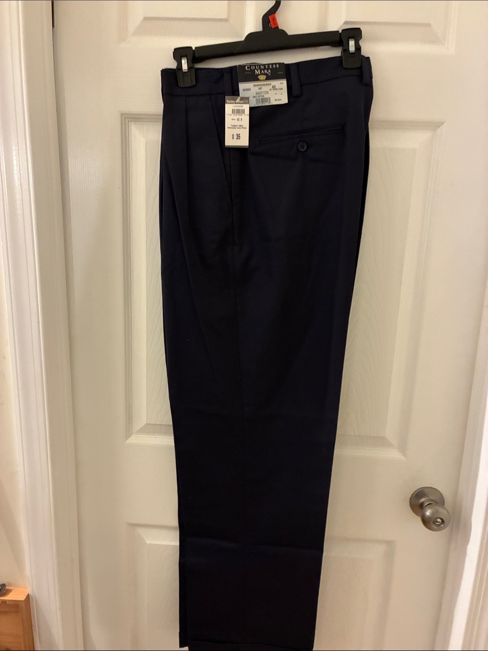 Countess Mara Men's Navy Dress Pants - Classic Pleated Trousers